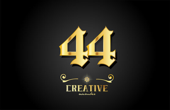 golden 44 number icon logo design. Creative template for business