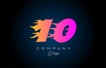 pink blue 10 number icon logo design. Creative template for business
