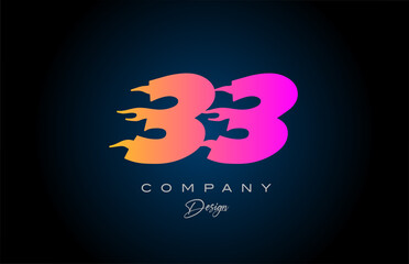 pink blue 33 number icon logo design. Creative template for business