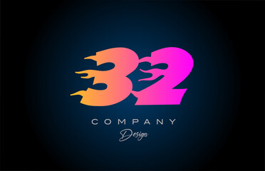 pink blue 32 number icon logo design. Creative template for business