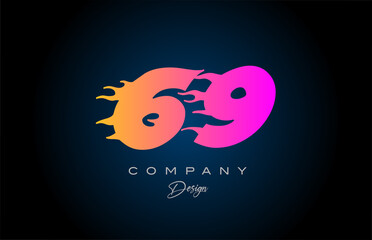 pink blue 69 number icon logo design. Creative template for business