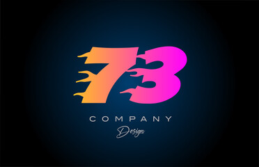 pink blue 73 number icon logo design. Creative template for business