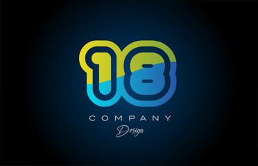 18 green blue number logo icon design. Creative template for company and business