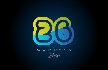 26 green blue number logo icon design. Creative template for company and business