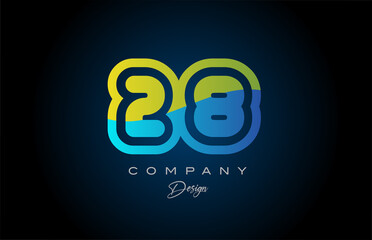 28 green blue number logo icon design. Creative template for company and business