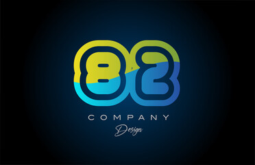 82 green blue number logo icon design. Creative template for company and business