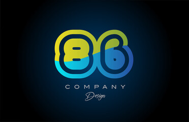 86 green blue number logo icon design. Creative template for company and business