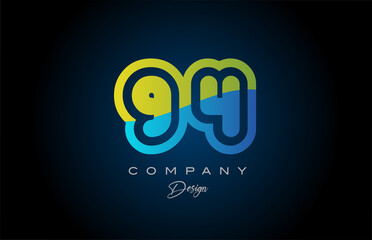 94 green blue number logo icon design. Creative template for company and business