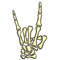 Cartoon Skeleton Hand Gesture Illustration Vector for Halloween