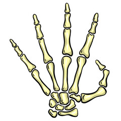 Cartoon Skeleton Hand Gesture Illustration Vector for Halloween