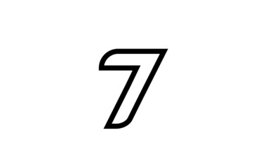 black and white line 7 number logo icon design. Creative template for business and company