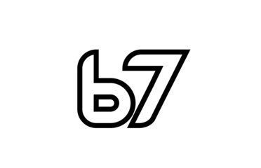 black and white line 67 number logo icon design. Creative template for business and company