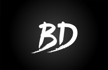 black and white BD alphabet letter logo icon design. Grunge handwritten letter combination for business or company