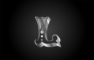 L vintage metal alphabet letter icon logo. Creative design for business or company