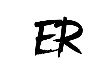 ER alphabet letter logo icon design in black and white. Grunge handwritten letter combination for company or business