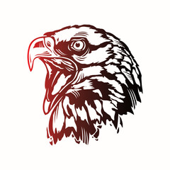Fototapeta premium eagle head logo, red great silhouette of big hawk face vector illustration