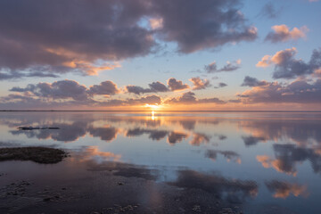 sunrise on a lake in Iceland