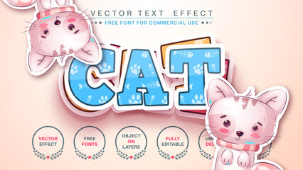 Cat Sticker - Editable Text Effect, Font Style