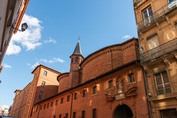 Fototapeta na wymiar Typical brick facades in Toulouse, Haute Garonne, Occitanie, France