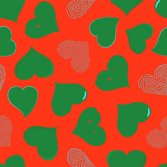 green hearts pattern in orange background 