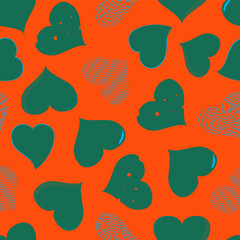 green hearts pattern in orange background 