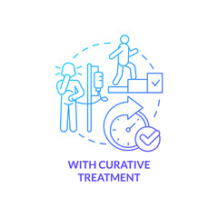 With curative treatment blue gradient concept icon. Patient help. Palliative care characteristic abstract idea thin line illustration. Isolated outline drawing. Myriad Pro-Bold fonts used