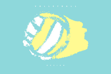 Summer design for volleyball. Vector illustration for banner, flyer with abstract ball, brush style.