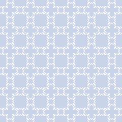 Vector ornamental seamless pattern. Elegant geometric ornament texture with carved grid, mesh, net, lattice. Abstract background. Ethnic motif. Light blue color. Subtle repeat design for decor, print