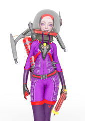Fototapeta premium vintage astronaut girl is happy