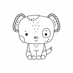 Cute dog coloring page for children's coloring book vector