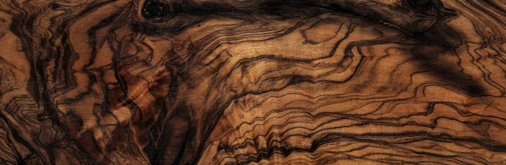 Fototapeten texture of dark brown olive wood plank. background of wooden surface  © agrus