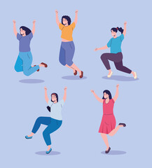 icons with people jumping in air