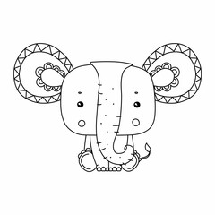 Cute elephant coloring page for children's coloring book vector