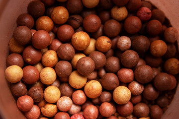 Beauty beige blush in balls isolated on the white background