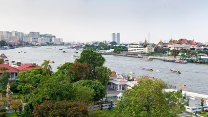 View of Bangkok city and the Chao Phraya River from Wat Arun, Bangkok, Thailand © A Linscott