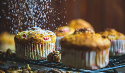 Shot of muffins sprinkled with sugar