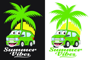 Summer vibes poster for t-shirt print. Palm tree and sunset. Tropical live. Summer T-shirt Design " Summer time for surfing "