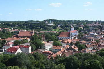 Fototapeta na wymiar Old city in Vilnius, Lithuania 2021. Baltic city, old architecture, red roofs, Europe nature
