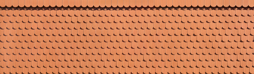 Perfect red tile facade in shed pattern. In poster format.