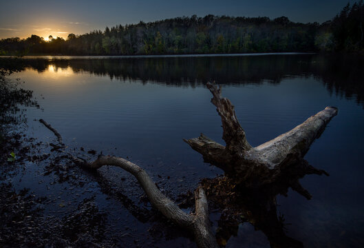 The sunset from Peters Lake in Pennsylvania
