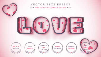 Fototapeta na wymiar Love Dark - Editable Text Effect, Font Style