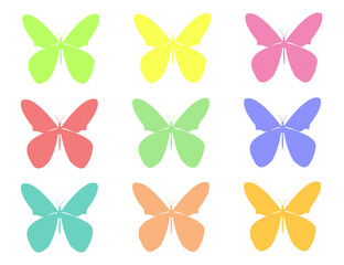 Fototapeta na wymiar set of colorful butterflies isolated on white