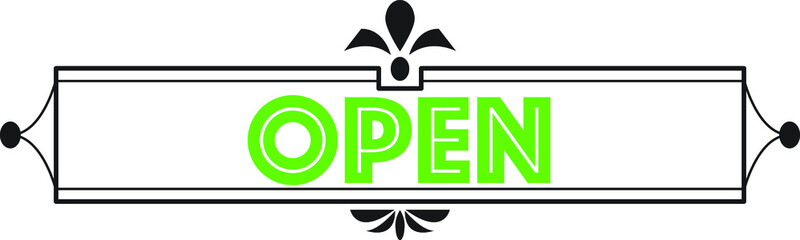 Open Sign with transparent background