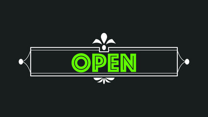 Open Sign with black background