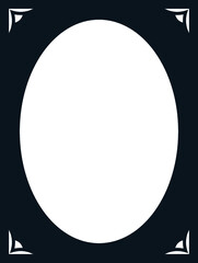 Retro oval photo frame. Vector vintage portrait border