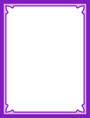 Vector border frame. Purple pink background or book page. Simple rectangular billboard, plaque, signboard or label 