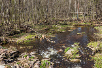 early spring, water, river bank, nature, spring landscape, waterfall