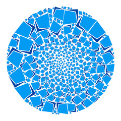 Ethereum crystal elements are grouped into round group. Ethereum crystal icon spheric mosaic. Abstract round bubble mosaic is done with ethereum crystal items.
