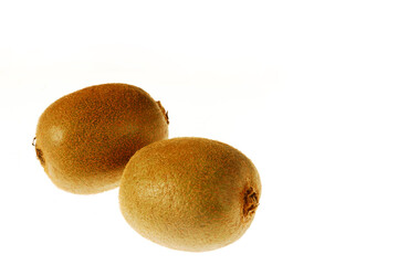 kiwi fruit, two kiwi fruit isolated on white background with space for text