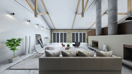 暖炉があるリビングルーム